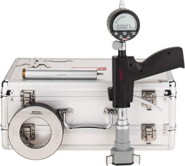 SPI - 2.5 to 3", 4.48" Deep, Pistol Grip Electronic Bore Gage - Up to 0.0002" Accuracy, 0.0001" Resolution, Includes Indicator - USA Tool & Supply