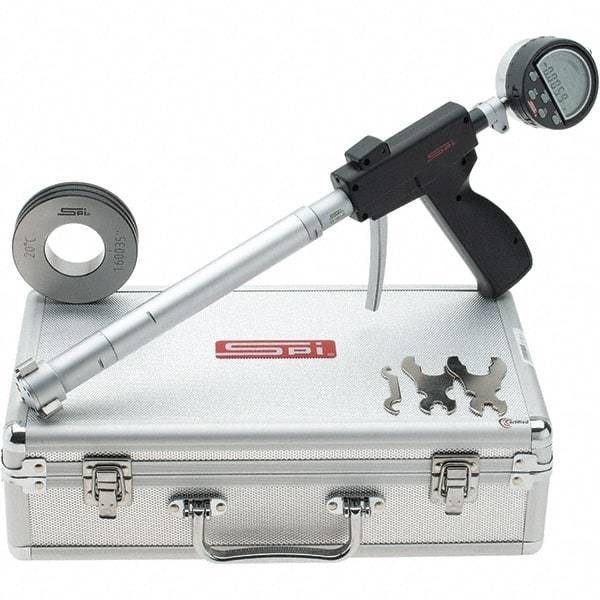 SPI - 1.2 to 1.6", 3.88" Deep, Pistol Grip Electronic Bore Gage - Up to 0.00016" Accuracy, 0.0001" Resolution, Includes Indicator - USA Tool & Supply