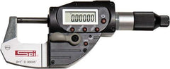SPI - 0 to 1" Range, 0.00005" Resolution, IP65 Electronic Outside Micrometer - 0.00015" Accuracy, CR2032 Battery - USA Tool & Supply