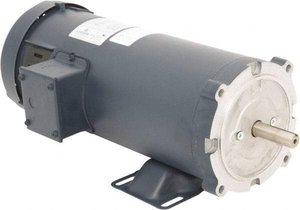 Leeson - 1-1/2 Max hp, 2,500 Max RPM, DC Electric AC DC Motor - 230 V Input, S56C Frame, C-Face with Base Mount, TEFC Enclosure - USA Tool & Supply