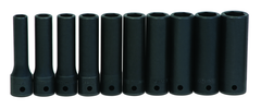 10 Piece - 1/2" Drive - 6 Point - Deep Impact Socket Set on Clip Rail Metric - USA Tool & Supply