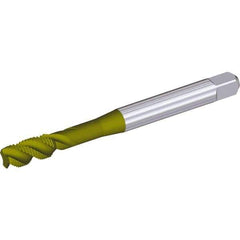 Kennametal - 1/2-20 3 Flute 2B Modified Bottoming Spiral Flute Tap - Cobalt, TiN Finish, 100mm OAL, Right Hand Flute, Right Hand Thread - USA Tool & Supply