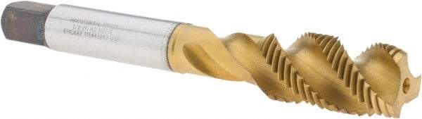 Kennametal - 1/2-20 3 Flute Modified Bottoming Spiral Flute Tap - Cobalt, TiCN/TiN Finish, 85.9mm OAL, Right Hand Flute, Right Hand Thread, H3 - USA Tool & Supply