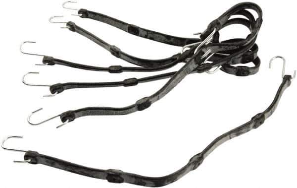 Erickson Manufacturing - Adjustable Bungee Strap with S Hook - 24" OAL, Black - USA Tool & Supply