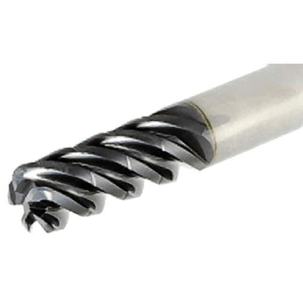 Iscar - 12mm Diam, Variable Pitch, 24mm LOC, 4 Flute Solid Carbide 2mm Corner Radius Roughing End Mill - TiAlN Finish, 83mm OAL, 12mm Shank Diam, Single End, 38° Helix - USA Tool & Supply