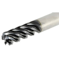 Iscar - 12mm Diam, Variable Pitch, 24mm LOC, 4 Flute Solid Carbide 2mm Corner Radius Roughing End Mill - TiAlN Finish, 83mm OAL, 12mm Shank Diam, Single End, 38° Helix - USA Tool & Supply