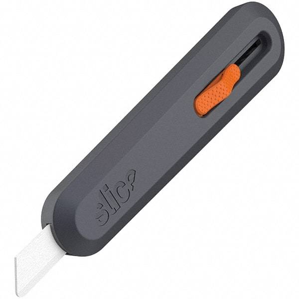 Slice - Nonsparking Ambidextrous Retractable Blade Utility Knife - 2-9/16" Blade Length, Black & Orange, Ceramic Blade, Glass Filled Nylon & Steel Handle - USA Tool & Supply