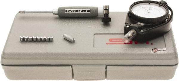 SPI - 9 Anvil, 0.24 to 0.4" Dial Bore Gage - 0.0001" Graduation, 2" Gage Depth, Accurate to 0.0003", Carbide Ball - USA Tool & Supply