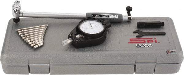 SPI - 11 Anvil, 2 to 6" Dial Bore Gage - 0.0005" Graduation, 6" Gage Depth, Accurate to 0.00065", Carbide Ball - USA Tool & Supply