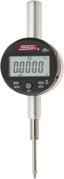 SPI - 0 to 1" Range, 0.0005" Graduation, Electronic Drop Indicator - Flat & Lug Back, Accurate to 0.0012", Inch & Metric System, Digital Display - USA Tool & Supply