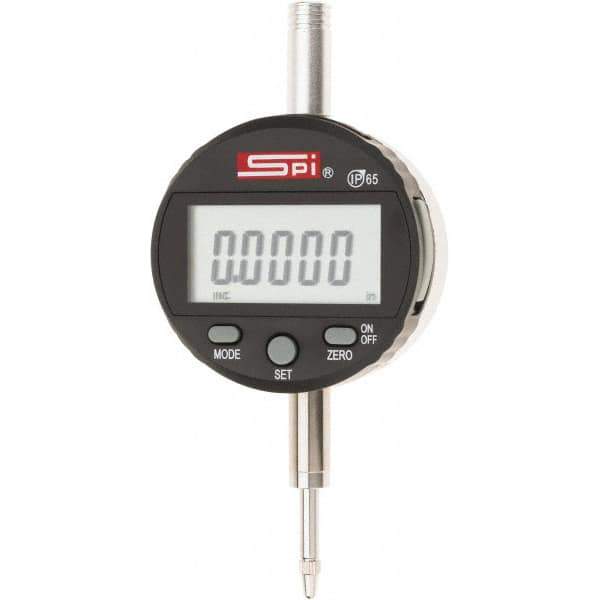 SPI - 0 to 1/2" Range, 0.0005" Graduation, Electronic Drop Indicator - Flat & Lug Back, Accurate to 0.0008", Inch & Metric System, Digital Display - USA Tool & Supply