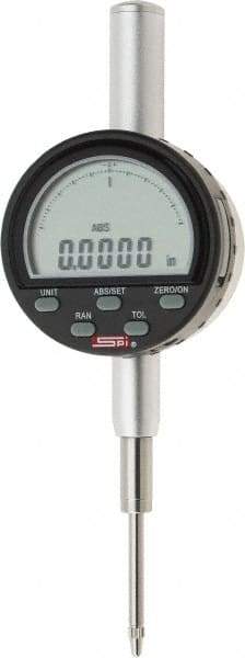 SPI - 0 to 1" Range, 0.0001" Graduation, Electronic Drop Indicator - Flat & Lug Back, Accurate to 0.0006", Inch & Metric System, Digital Display - USA Tool & Supply