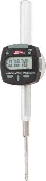 SPI - 0 to 2" Range, 0.0005" Graduation, Electronic Drop Indicator - Flat & Lug Back, Accurate to 0.0012", Inch & Metric System, Digital Display - USA Tool & Supply