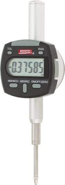 SPI - 0 to 1" Range, 0.00005" Graduation, Electronic Drop Indicator - Flat & Lug Back, Accurate to 0.0002", Inch & Metric System, Digital Display - USA Tool & Supply