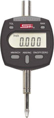 SPI - 0 to 1/2" Range, 0.00005" Graduation, Electronic Drop Indicator - Flat & Lug Back, Accurate to 0.00016", Inch & Metric System, Digital Display - USA Tool & Supply