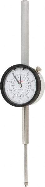 SPI - 2" Range, 0-100 Dial Reading, 0.001" Graduation Dial Drop Indicator - 2.2" Dial, 0.1" Range per Revolution, 0.004" Accuracy, Revolution Counter, Includes NIST Traceability Certification - USA Tool & Supply