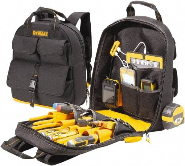 DeWALT - 23 Pocket Backpack Tool Bag - 14-1/2" Wide x 6" Deep x 19-3/4" High - USA Tool & Supply