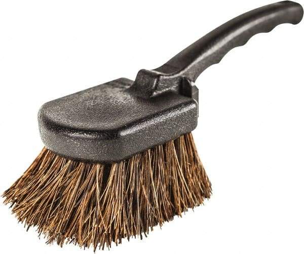 Harper Brush - 2-1/4" Bristle Length, Palmyra Utility Scrub Brush - 3-1/2" x 3-1/2" Long x 3" Wide Head, 10" OAL, Easy Grip Handle, Black, Polypropylene Block - USA Tool & Supply