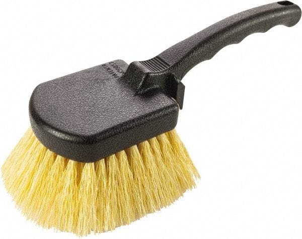 Harper Brush - 2-1/4" Bristle Length, Polypropylene Utility Scrub Brush - 6" Long x 8" Wide Head, 10" OAL, Easy Grip Handle, Black, Polypropylene Block, Flagged - USA Tool & Supply