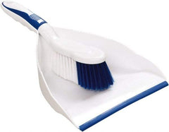 Harper Brush - 8" Wide x 7" Deep x 4" High Handheld Dustpan with Brush - Plastic Body, 5" Handle, White - USA Tool & Supply