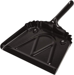 Harper Brush - 12" Wide x 7" Deep x 4" High Handheld Dustpan - Metal Body, 6" Handle, Black - USA Tool & Supply