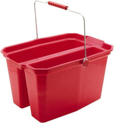 Harper Brush - 19 Qt Plastic Double Pail - 18" Long, Red, Metal Handle - USA Tool & Supply