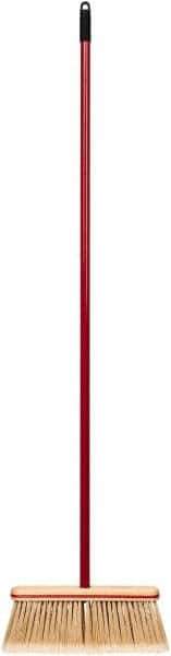 Harper Brush - 52-1/2" OAL Synthetic Bristle Straight Cut Broom - 48" Long Metal Handle, 4" Bristle Length, 12" Wide, Water Resistance - USA Tool & Supply