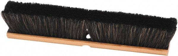 Harper Brush - 18" Smooth Surface Horsehair Push Broom - 3" Bristle Length, Wood Block, Threaded Handle Connection, Handle Sold Separately - USA Tool & Supply