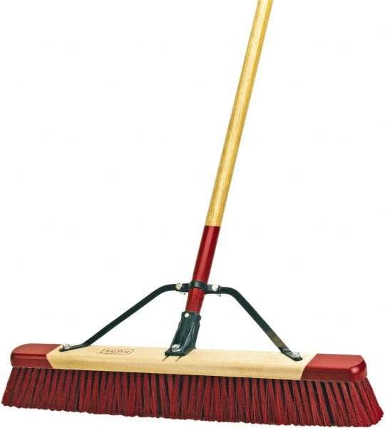 Harper Brush - 24" Rough Surface Synthetic Push Broom - 3" Bristle Length, Wood Block, Bolt-On Handle Connection, Handle Included - USA Tool & Supply