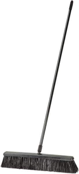 Harper Brush - 24" Rough Surface Synthetic Push Broom - 3" Bristle Length, Plastic Block, Threaded Handle Connection, Handle Included - USA Tool & Supply