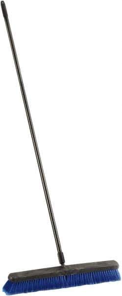 Harper Brush - 24" Medium Duty Synthetic Push Broom - 3" Bristle Length, Plastic Block, Threaded Handle Connection, Handle Included - USA Tool & Supply