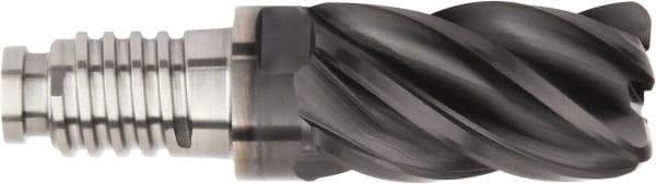Kennametal - 16mm Diam, 24mm LOC, 5 Flute, 0.5mm Corner Chamfer End Mill Head - Solid Carbide, AlTiN Finish, Duo-Lock 16 Connection, Spiral Flute, 37 & 39° Helix - USA Tool & Supply