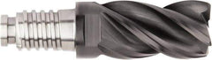 Kennametal - 20mm Diam, 30mm LOC, 4 Flute, 2mm Corner Radius End Mill Head - Solid Carbide, AlTiN Finish, Duo-Lock 20 Connection, Spiral Flute, 37 & 39° Helix, Centercutting - USA Tool & Supply