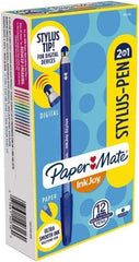 Paper Mate - 1mm Ball Point Ball Point Pen with Stylus - Blue - USA Tool & Supply