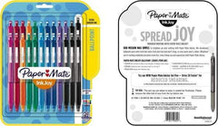 Paper Mate - 1mm Ball Point Retractable Ball Point Pen - Pink, Red, Orange, Green, Turquoise, Blue, Purple & Black - USA Tool & Supply