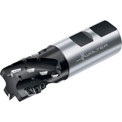 Walter - 40mm Cut Diam, 54mm Max Depth of Cut, 40mm Shank Diam, 140mm OAL, Indexable Square Shoulder Helical End Mill - Weldon Shank, 90° Lead Angle, Through Coolant, Series M4257 - USA Tool & Supply