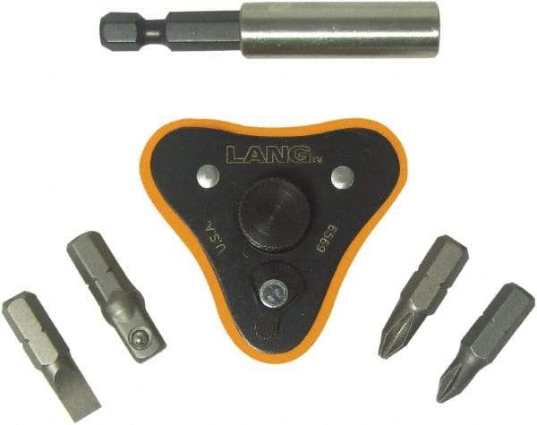 Lang - 6 Piece, Black/Orange Ratcheting Bit Driver Set - For Use with Various Applications - USA Tool & Supply