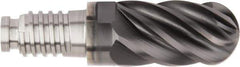 Kennametal - 25mm Mill Diam, 37.5mm LOC, Solid Carbide Ball End Mill Head - Spiral Flute, Right Hand Cut, 39° Helix, 6 Flutes, AlTiN Finish - USA Tool & Supply