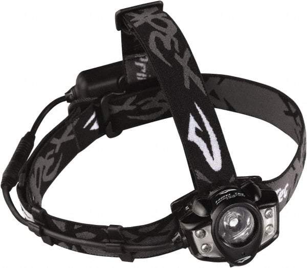 Princeton Tec - White LED Bulb, 130 Lumens, Hands-free Flashlight - Black Plastic Body, 1 3.7V Lithium-Ion Battery Included - USA Tool & Supply