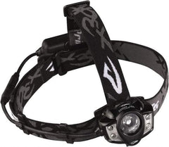 Princeton Tec - White LED Bulb, 130 Lumens, Hands-free Flashlight - Black Plastic Body, 1 3.7V Lithium-Ion Battery Included - USA Tool & Supply