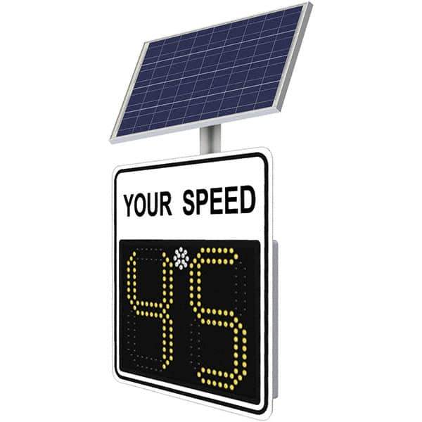 TrafficLogix - "Your Speed", 28" Wide x 28" High, Aluminum Speed Limit Signs - Black on White, High Intensity Reflectivity, Square, Post Mount - USA Tool & Supply