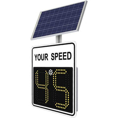TrafficLogix - "Your Speed", 28" Wide x 28" High, Aluminum Speed Limit Signs - Black on White, High Intensity Reflectivity, Square, Post Mount - USA Tool & Supply