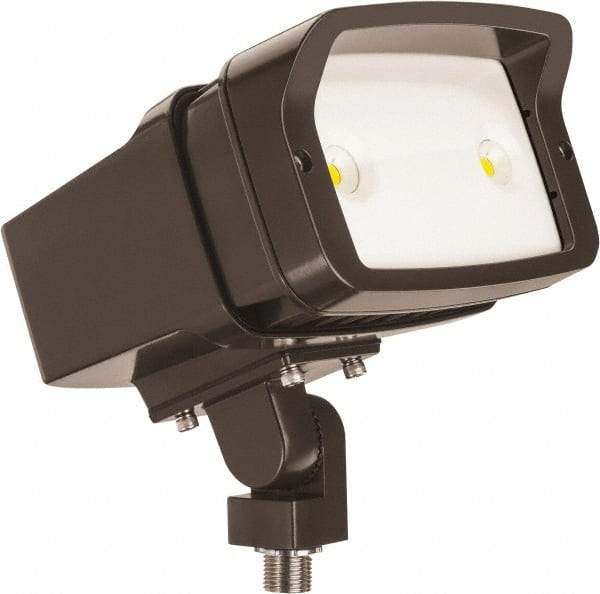 Lithonia Lighting - 120/277 Volt, 23.47 Watt, LED Floodlight Fixture - Wall Mount, 8.3" Long x 7" Wide x 6.9" High, Aluminum Housing - USA Tool & Supply