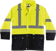 Ergodyne - Size S, Lime, Rain Jacket - 3 Pockets, Rollaway Hood - USA Tool & Supply