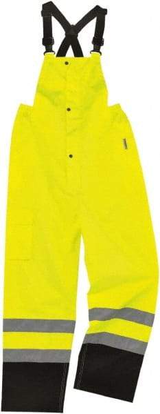 Ergodyne - Size M, Lime, Rain Bib Overall - 1 Pocket - USA Tool & Supply