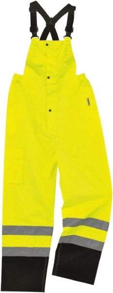 Ergodyne - Size 2XL, Lime, Rain Bib Overall - 1 Pocket - USA Tool & Supply