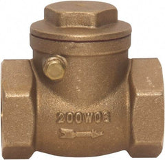 Value Collection - 3/4" Brass Check Valve - Check Swing, FNPT x FNPT, 200 WOG - USA Tool & Supply