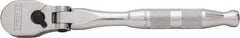 Proto - 3/8" Drive Pear Head Ratchet - Full Polish Chrome Finish, 7" OAL, 90 Gear Teeth, Standard Handle, Reversible Flex Head - USA Tool & Supply