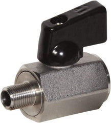 Value Collection - 3/8" Pipe, Full Port, Stainless Steel Miniature Ball Valve - Inline - Two Way Flow, MNPT x FNPT Ends, Wedge Handle, 1,000 WOG, 150 WSP - USA Tool & Supply