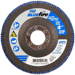 Norton - 4-1/2" 80 Grit 7/8" Center Hole Type 27 Zirconia Alumina Flap Disc - USA Tool & Supply